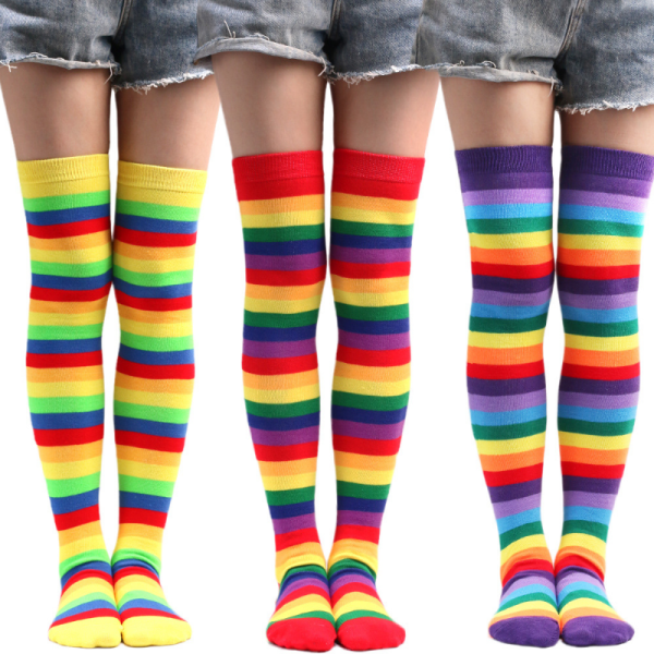 New Colorful Rainbow Stockings Striped Long Programming Socks