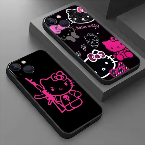 Dark Hello Kitty Silicon Phone Case For iPhones 11 12 13 14 Pro Max Mini