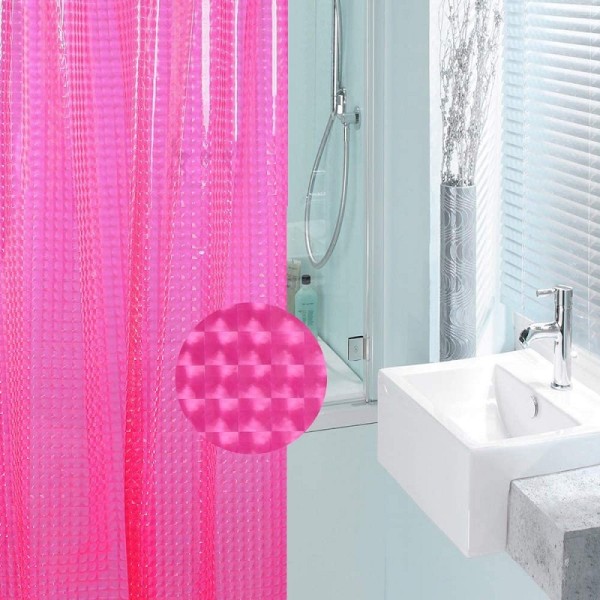 Pink Color Shower Curtain Waterproof EVA 3D 180x180cm