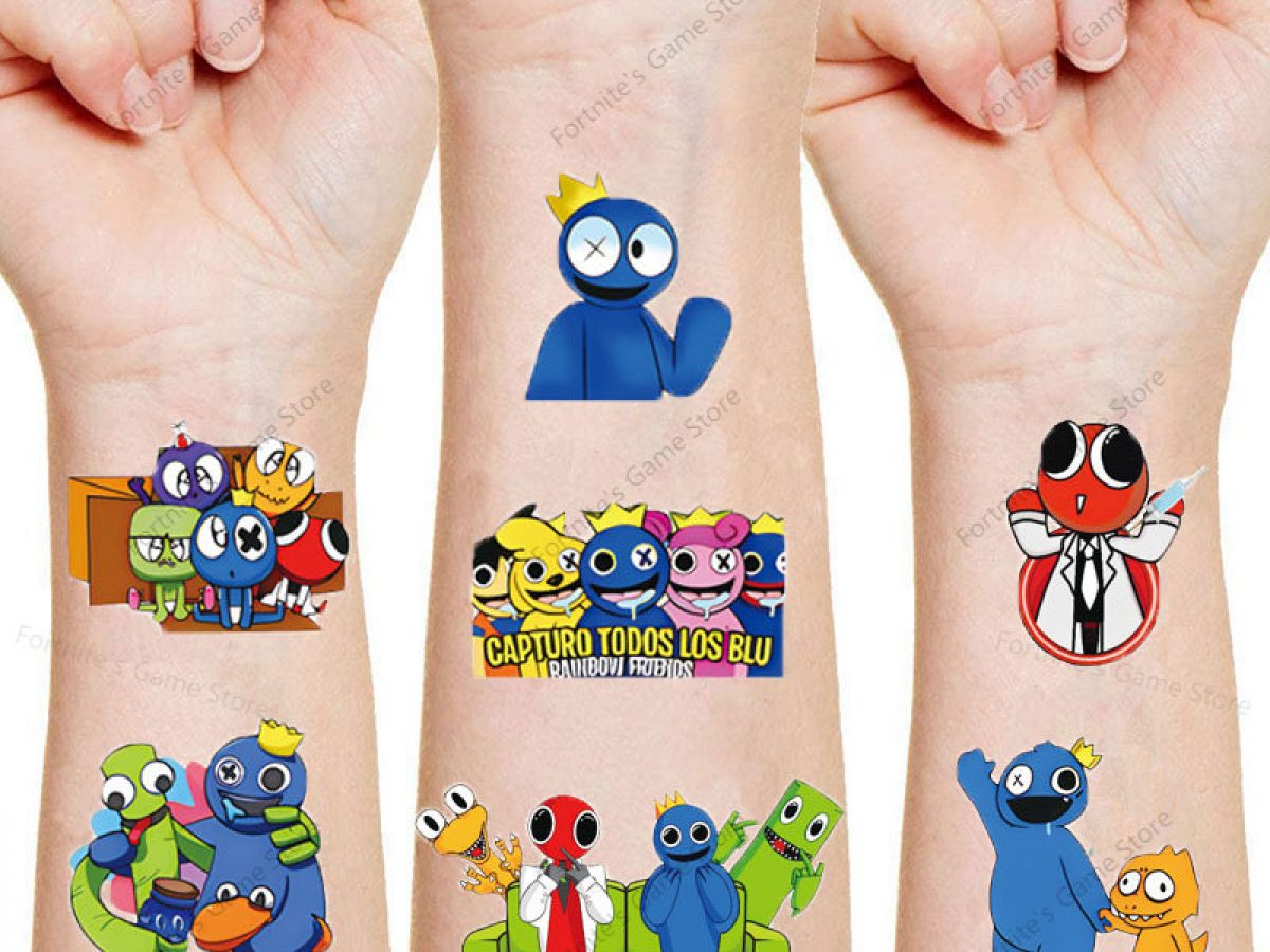 Rainbow Friends Tattoo Stickers Game Blue Monster Toys Cute