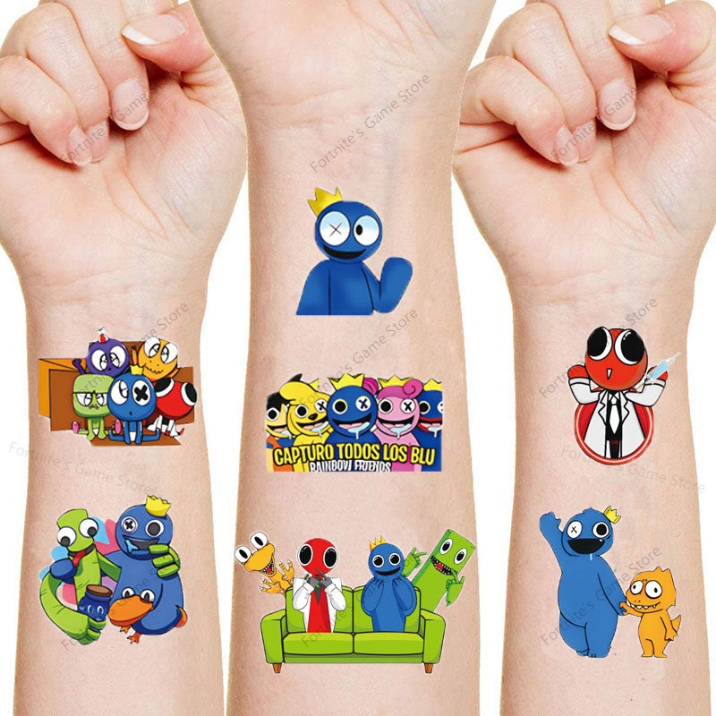 Rainbow Friends Tattoo Stickers Roblox Game Blue Monster Toys Cute