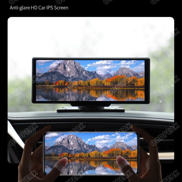 4K DVR GPS Wireless 10 inch Carplay Dashcam Rearview Camera