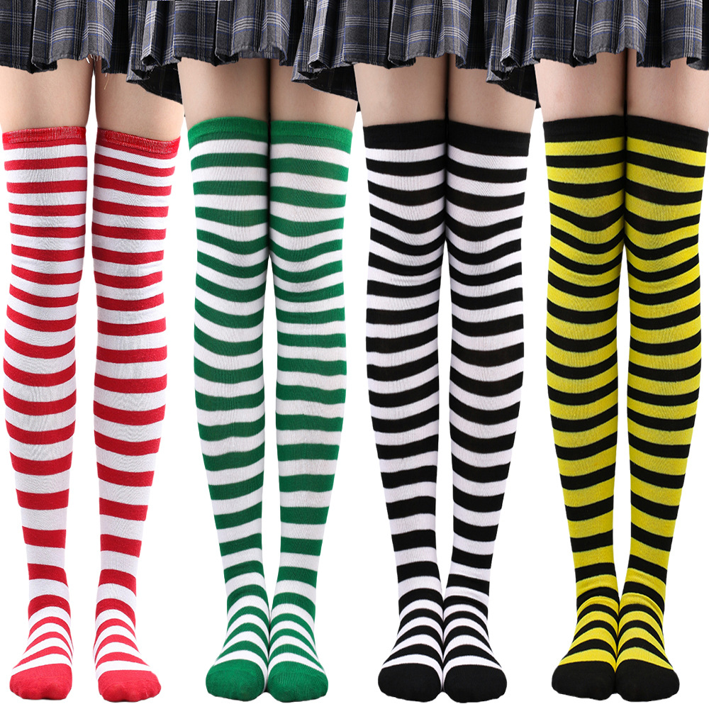 Thigh high store striped socks