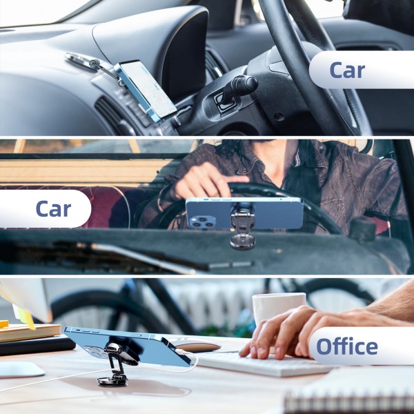 Alloy Folding Magnetic Car Phone Holder 360-degree Rotatable
