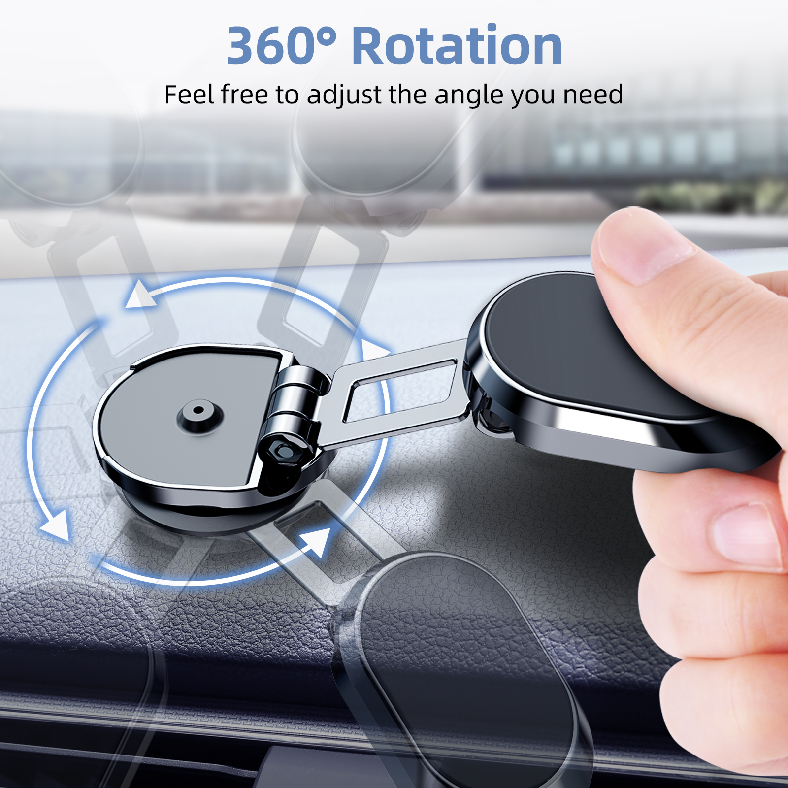 Alloy Folding Magnetic Car Phone Holder 360-degree Rotatable