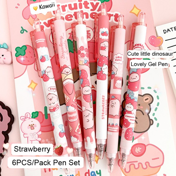 Pink Strawberry Cartoon Gel Pens