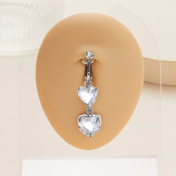 Two Crystal Fake Belly Button Ring