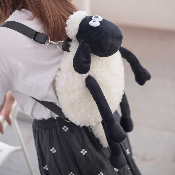 Kawaii Black Lamb Plush Backpack