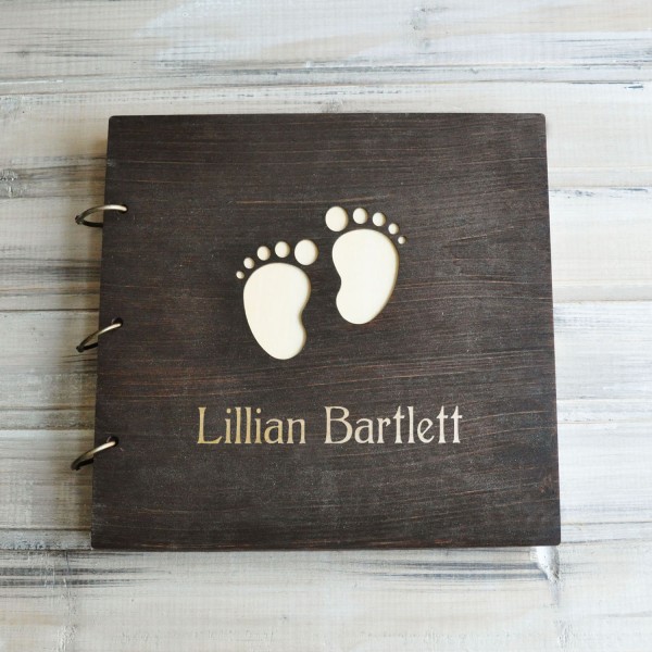 Premium Custom Wooden Photo Album for Baby Memories