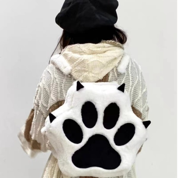 Big Cat Claw Plush Backpack Large Capacity