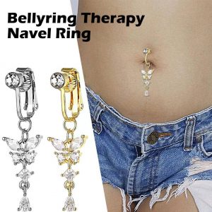 Fake Crystals Long Dangle Belly Button Umbilical Rings - Juhi