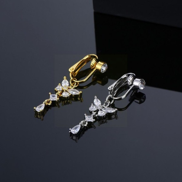 Fake Crystals Long Dangle Belly Button Umbilical Rings