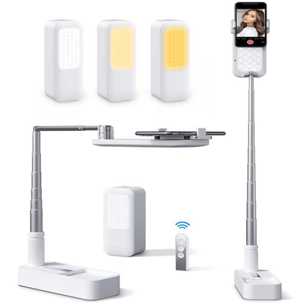 LED Portable Wireless Phone Holder Stand for Smartphone Recordings