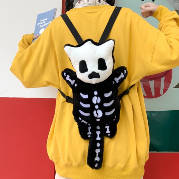 Gothic Skull Plush Backpack