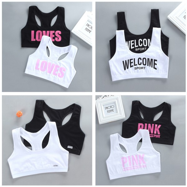 Text Print Teen Tween Girl Sports Training Bra