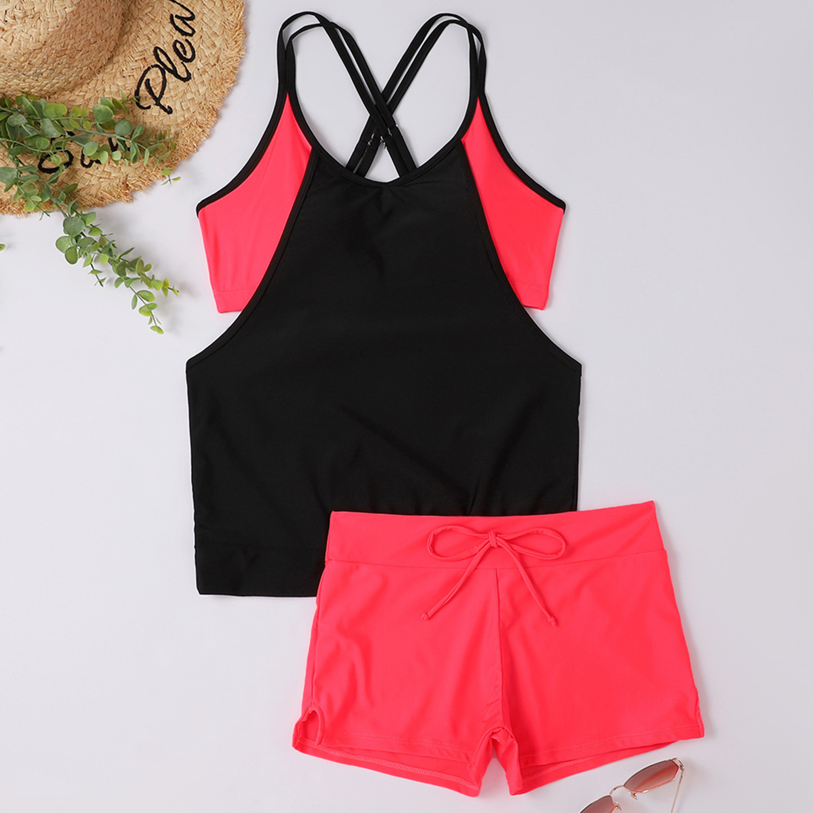 Two Piece Tankini Swimsuits For Women Tank Top With Boyshorts Bathing Suits