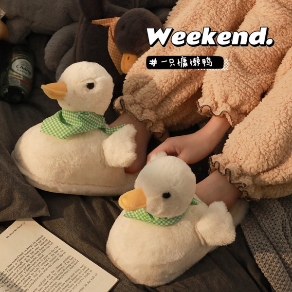 Warm Furry Cotton Duck Slippers