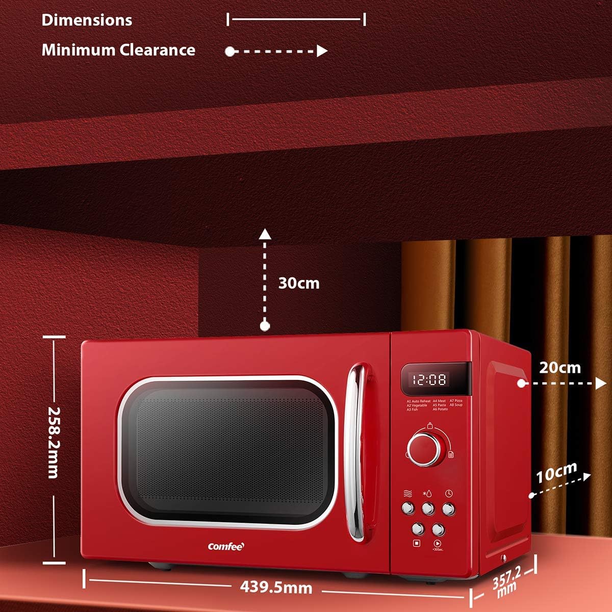 COMFEE' Retro Style 800w 20L Microwave Oven