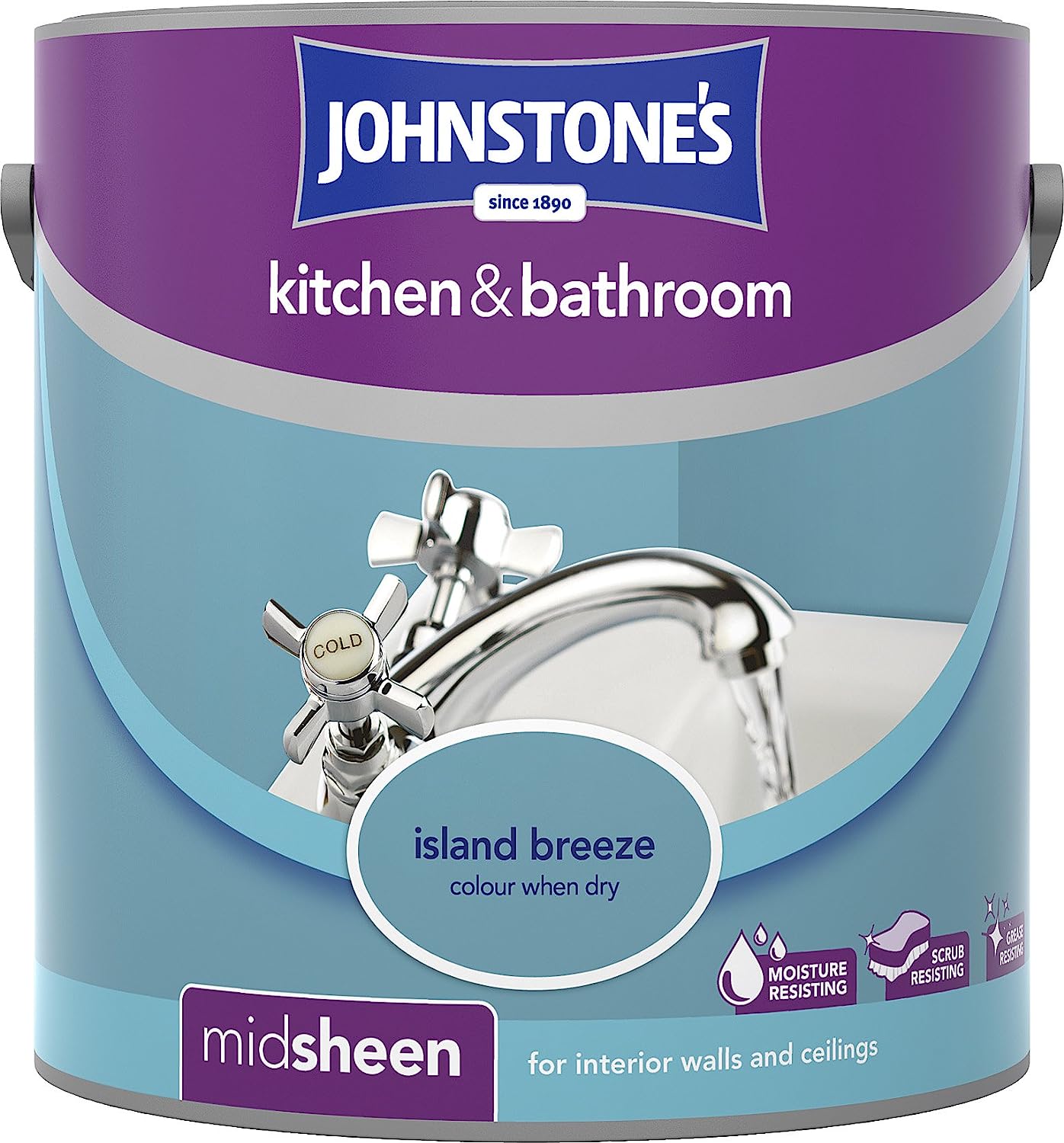 Johnstone's 307063 2.5 Litre Kitchen and Bathroom Emulsion Paint
