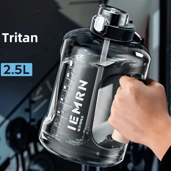 Tritan Material 2 Liters Water Bottle  with Straw  & markings