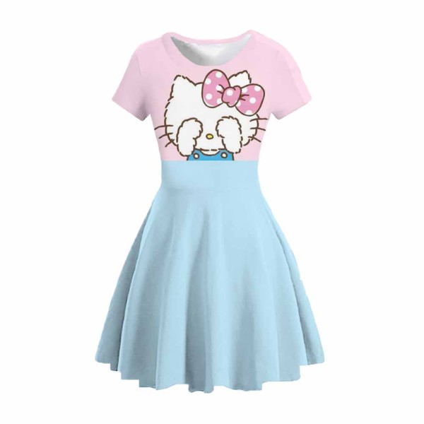 4-14 Years Old Puffy Hello kitty Printed Dress