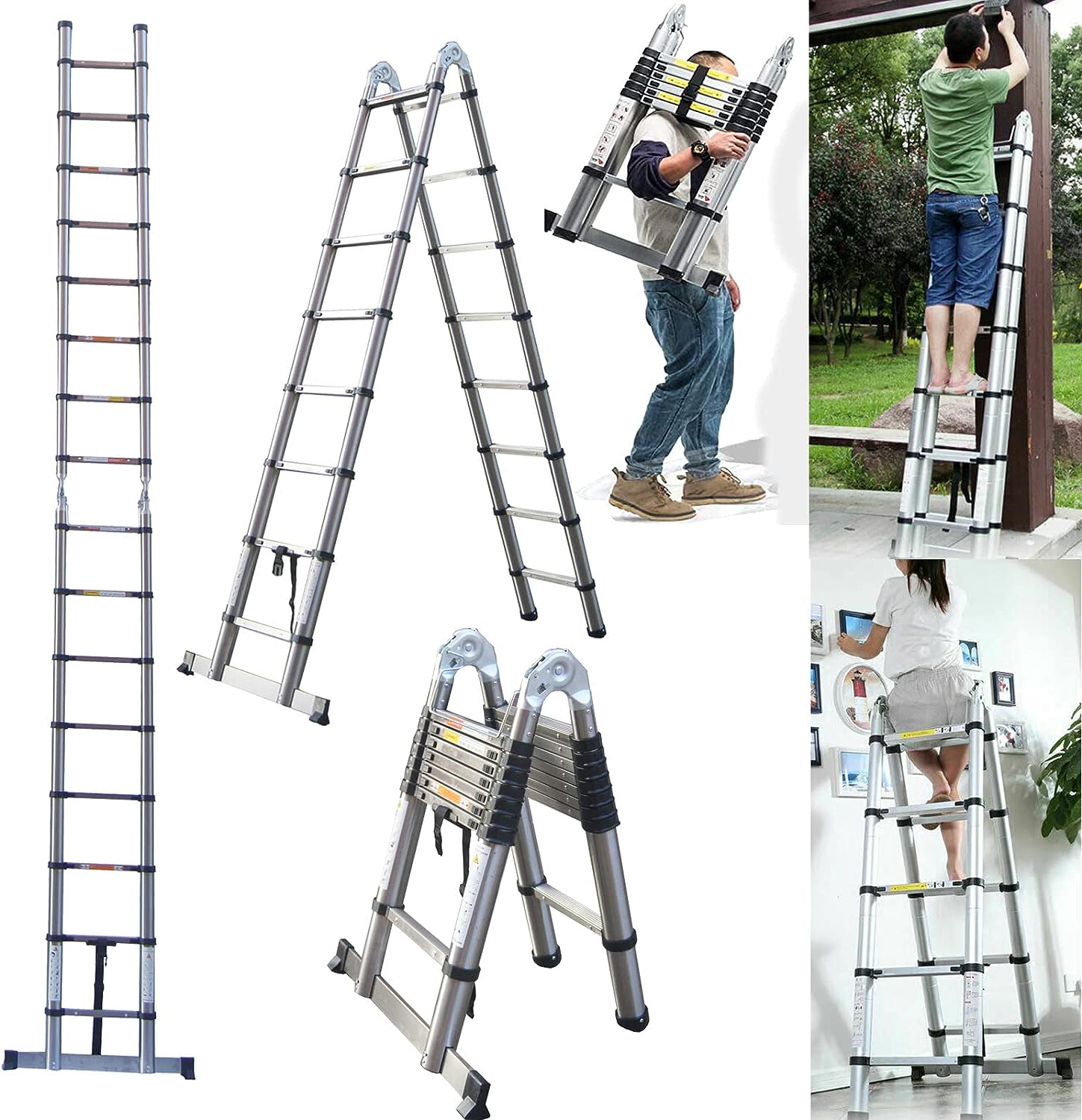 Stainless Steel Telescoping Folding Ladder 5M 