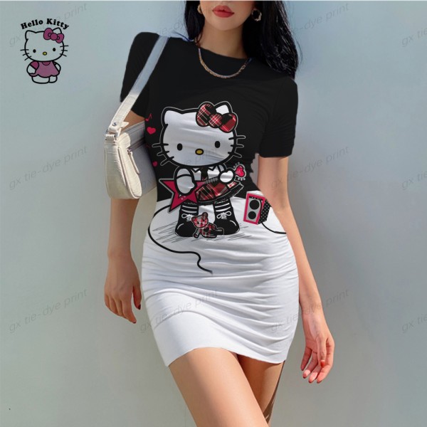 Hello Kitty Print Bodycon Dresses
