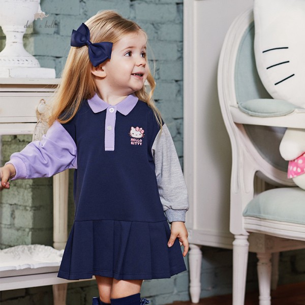 Casual Cotton Academic-Style Hello Kitty Dress