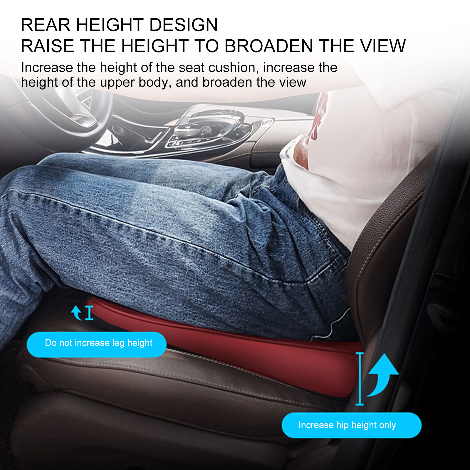 Car Booster Seat Cushion For Driver Hip Pain Raised Memory Foam