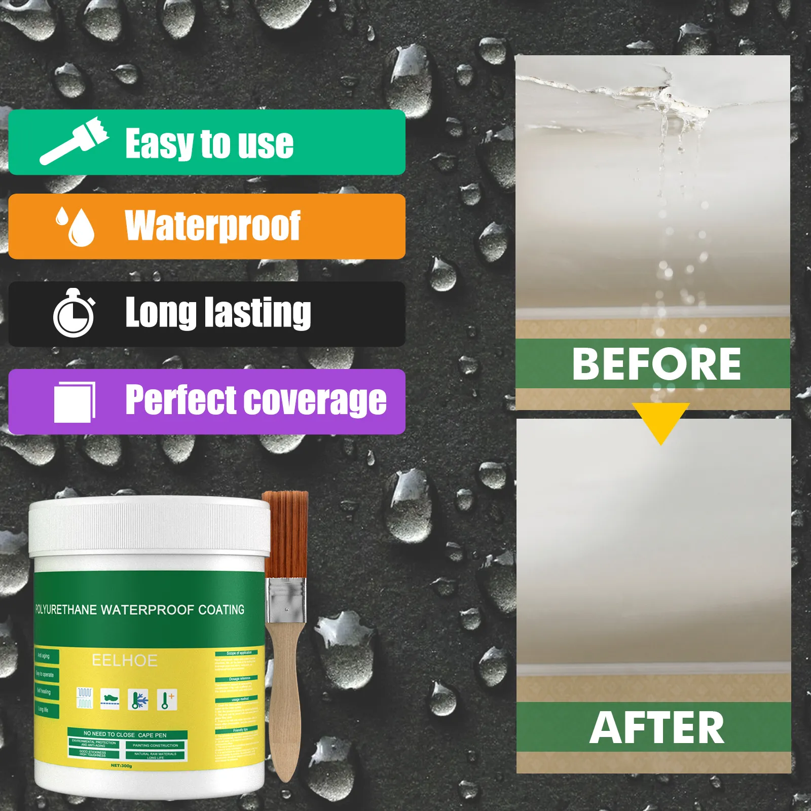100g Waterproof Coating Sealant Agent Transparent Glue Invisible Paste Glue  With Brush Adhesive Repair Tool Home Roof Bathroom
