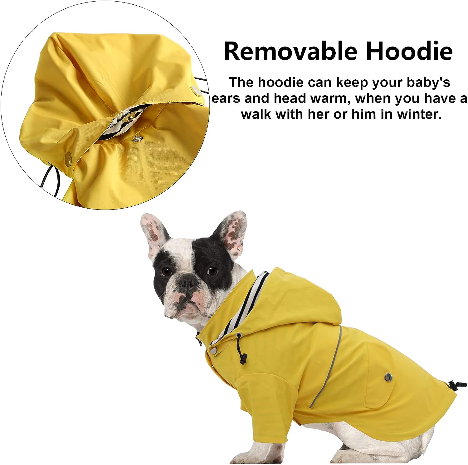 Morezi Dog Zip Up Dog Raincoat with Reflective Buttons, Rain/Water Resistant