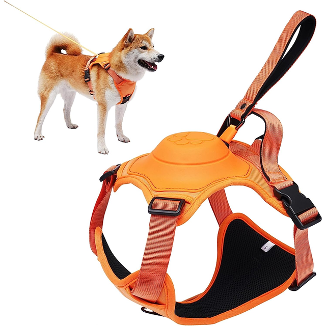 Dog harness with retractable sales leash