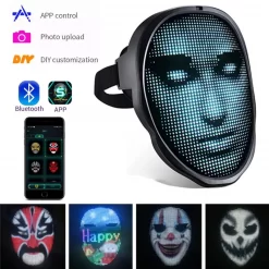 Smart Programmable LED Face Masks Bluetooth APP Control for Halloween