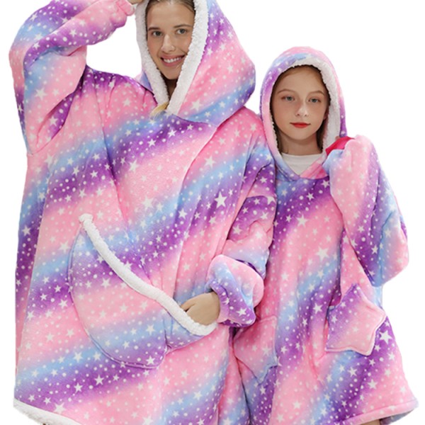 Abstract Print Colorful Oversized Hoodie Wearable Blanket Kids Moms
