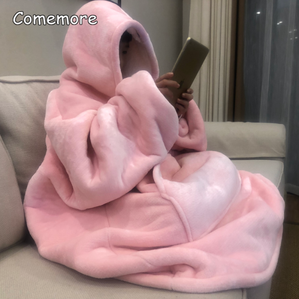 Oversized Thick Fleece Giant TV Blanket with Sleeves Hoodies
