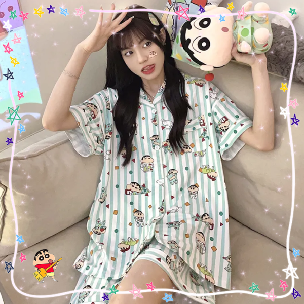 Cartoon Shin-chan Pajamas Sets Hello Kitty kuromi Pajamas