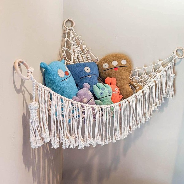 Macrame Toy Hammock for Kids Bedroom Storage