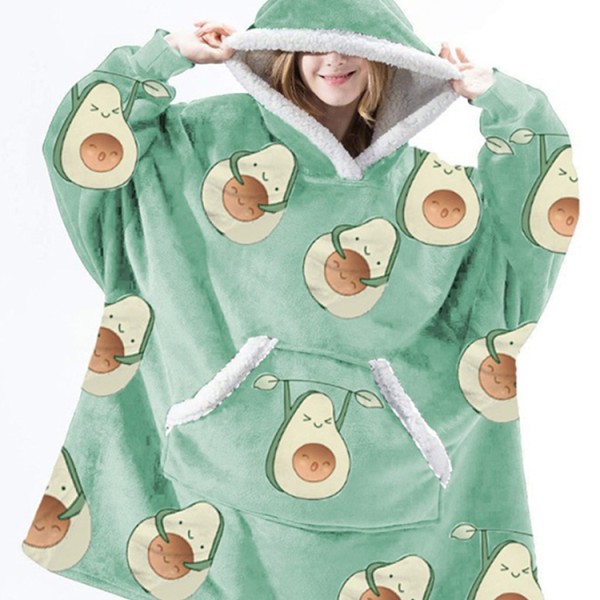 Cartoon Printed Oversized Hoodies Wearable Blanket With Sleeve