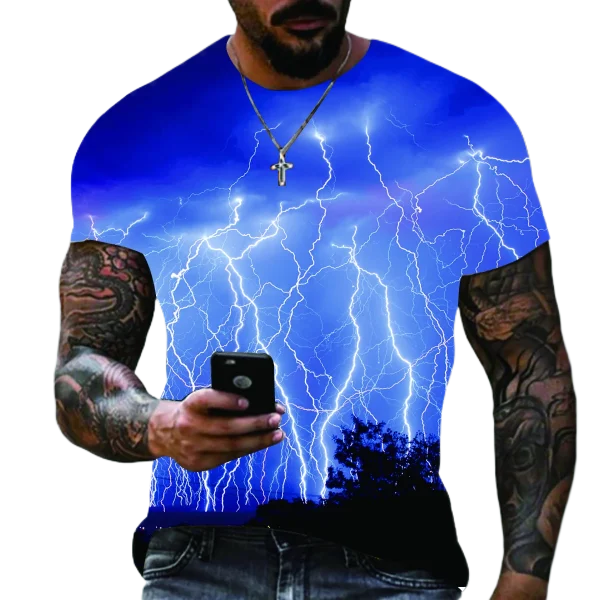Lightning 3D Digital Printed T Shirt