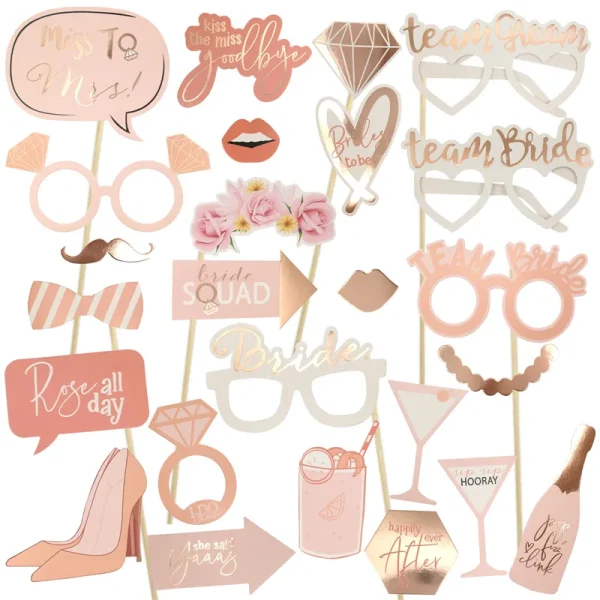 25Pcs Team Bride to Be Paper Photo Booth Props