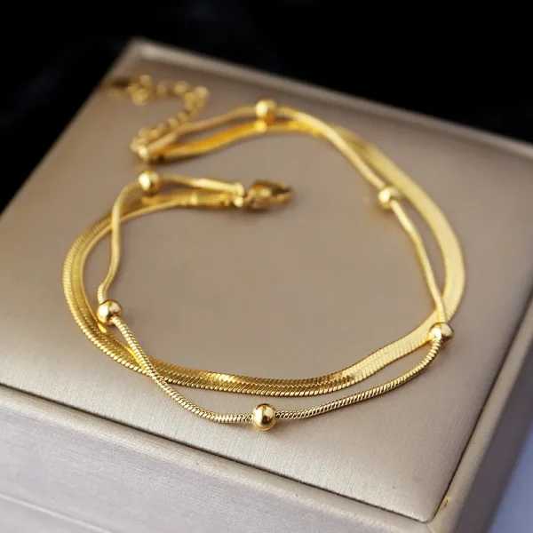 Gold Color Double-Layer Anklets