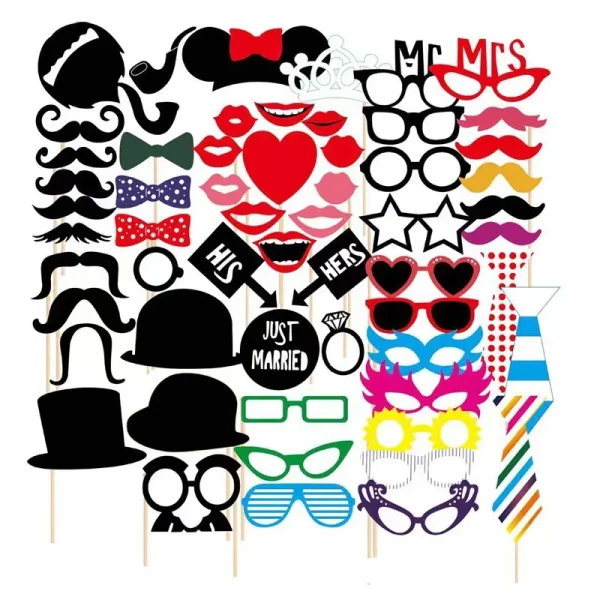 76pcs Fun Wedding Decoration Photo Booth Props