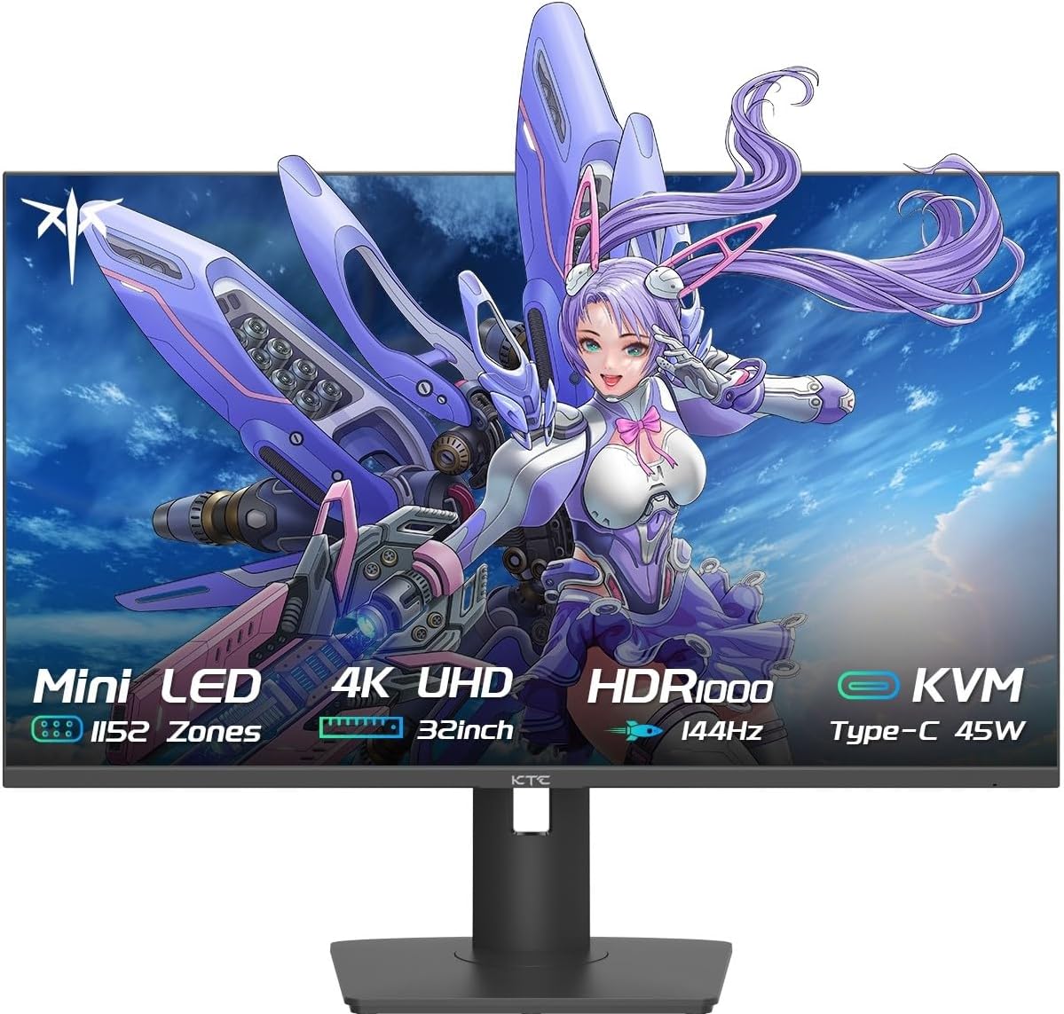 KTC 32 Inch Gaming Monitor, 4K UHD MiniLED 144Hz 1ms Fast IPS Computer Monitor with FreeSync & G-Sync