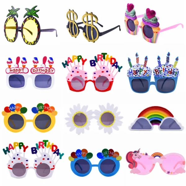 Birthday Party Glasses Funny Candle Sunflower Rainbow Sunglasses Happy Birthday Photo Booth Props