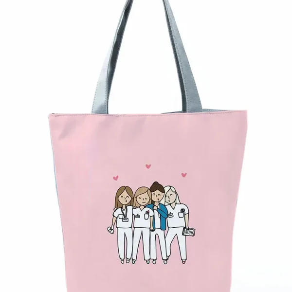 Nurse Cartoon Printed Handbag