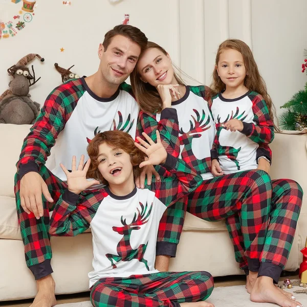 Raindeer Print Christmas Pajamas Family Outfits