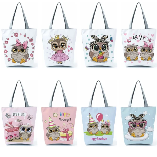 Cute Owl Print Handbags