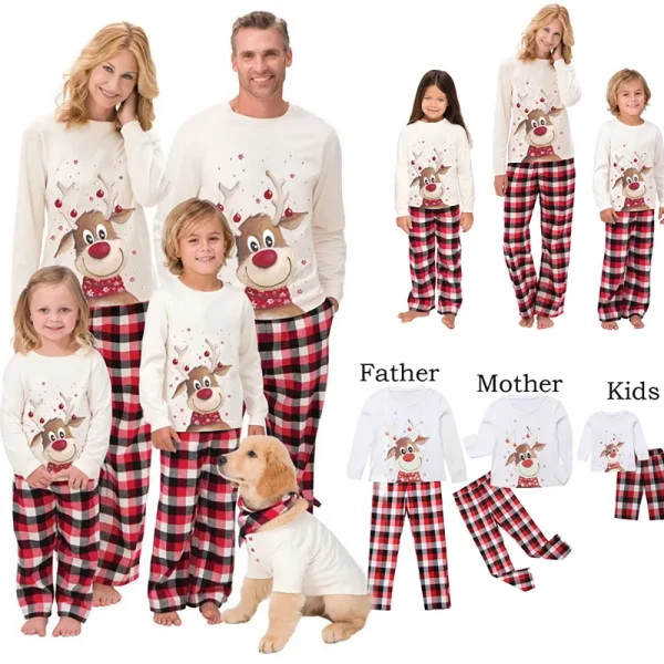 White & Red Family Matching Pajamas