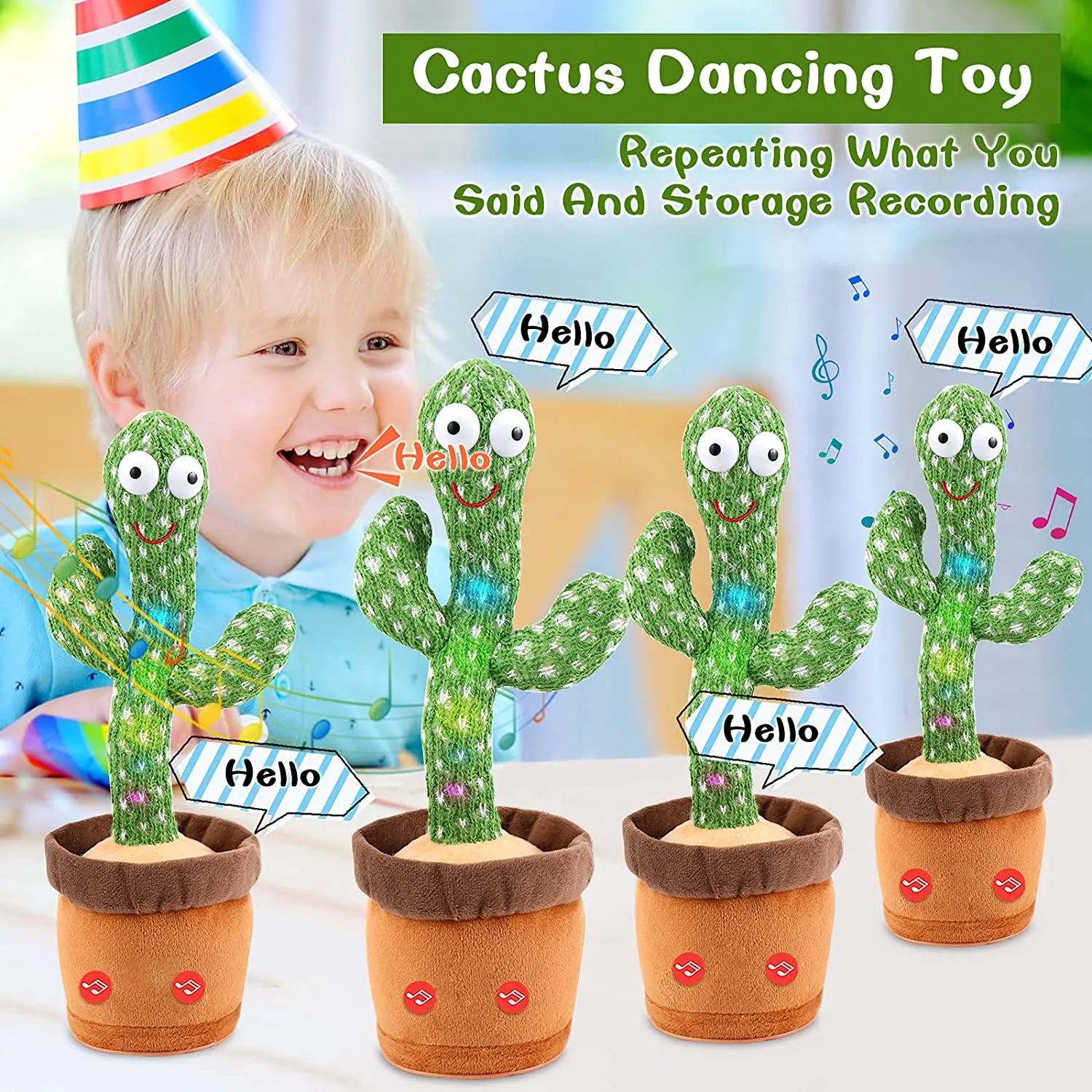 Talking Cactus Toy UK Dancing Copying Repeating Singing