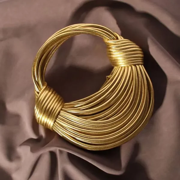 Gold Luxury Designer Noodle Clutch Bag